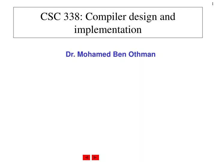 csc 338 compiler design and implementation