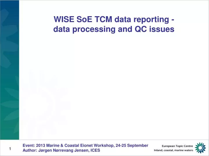 wise soe tcm data reporting data processing and qc issues