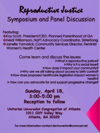 Reproductive Justice Symposium and Panel Discussion