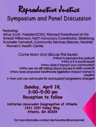 reproductive justice symposium and panel discussion