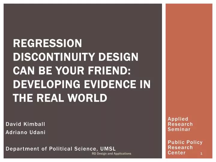 regression discontinuity design can be your friend developing evidence in the real world
