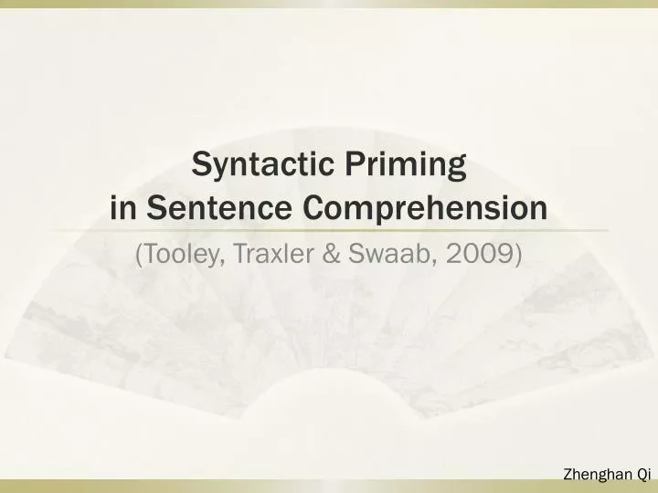 syntactic priming in sentence comprehension