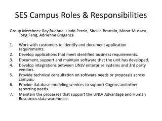 SES Campus Roles &amp; Responsibilities