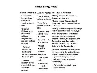 Roman Eulogy Notes