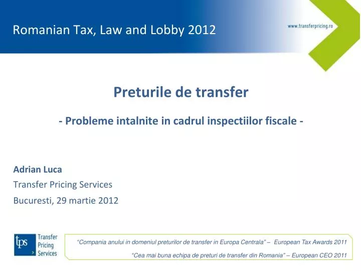 romanian tax law and lobby 2012