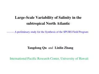 Large-Scale Variability of Salinity in the subtropical North Atlantic