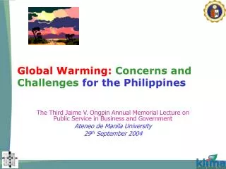 Global Warming: Concerns and Challenges for the Philippines