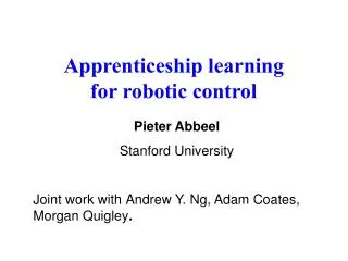 Apprenticeship learning for robotic control