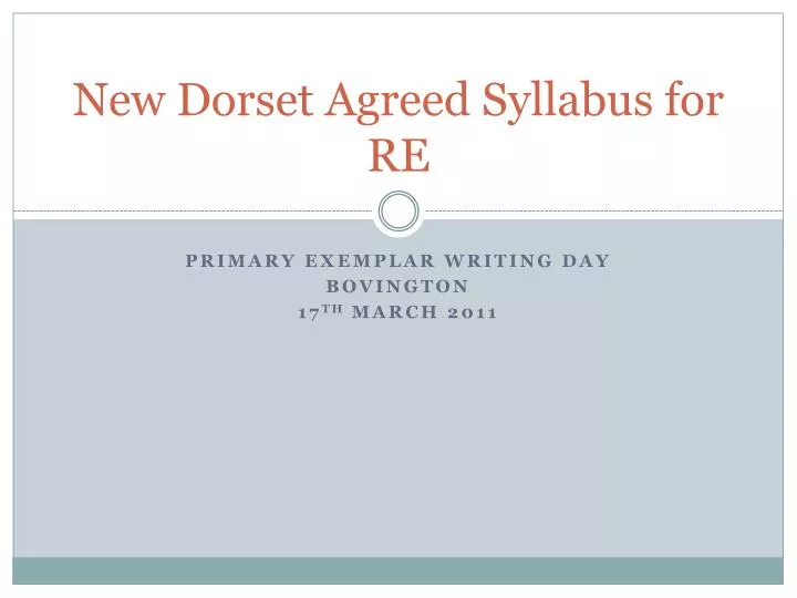 new dorset agreed syllabus for re