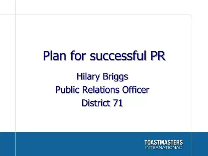 plan for successful pr