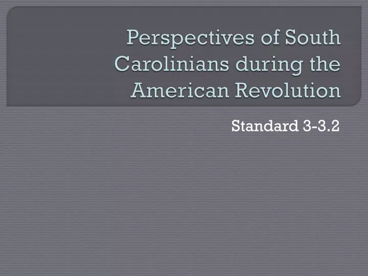 perspectives of south carolinians during the american revolution