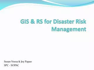 gis rs for disaster risk management