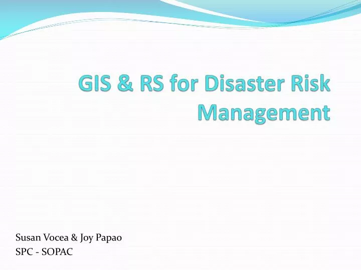 gis rs for disaster risk management