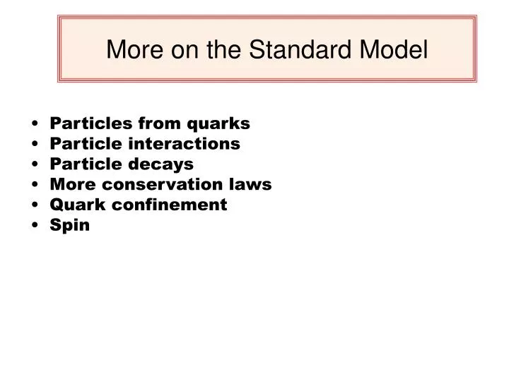 more on the standard model