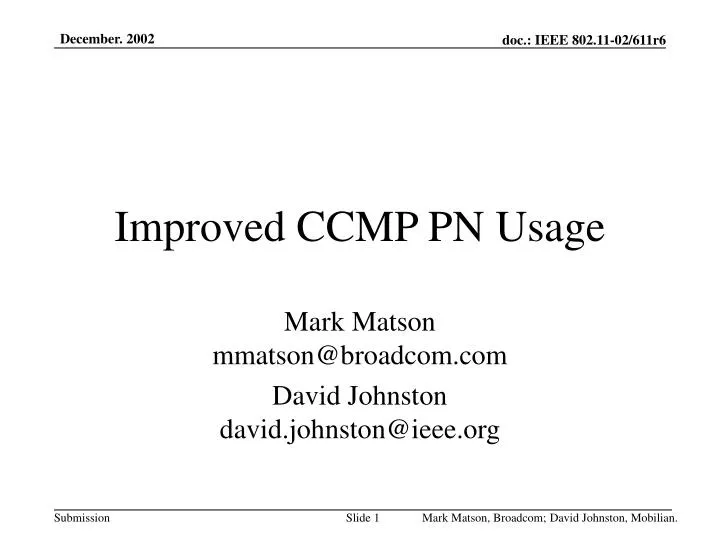 improved ccmp pn usage