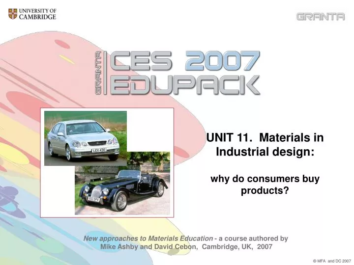 unit 11 materials in industrial design why do consumers buy products