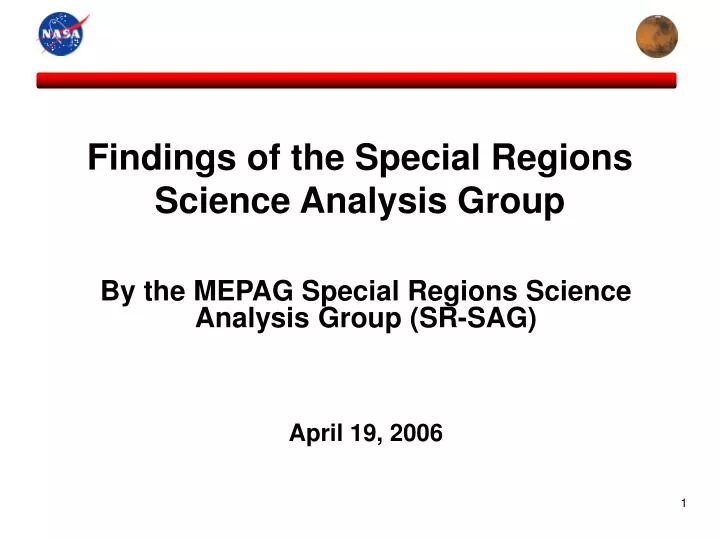 findings of the special regions science analysis group