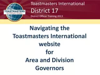 Toastmasters International District 17 District Officer Training 2013