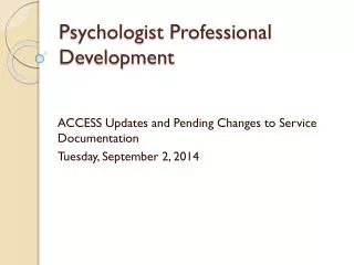 Psychologist Professional Development