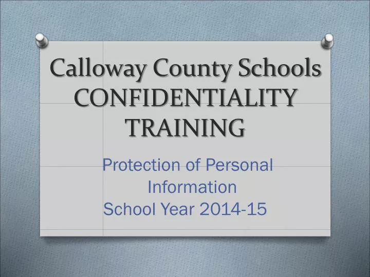 calloway county schools confidentiality training