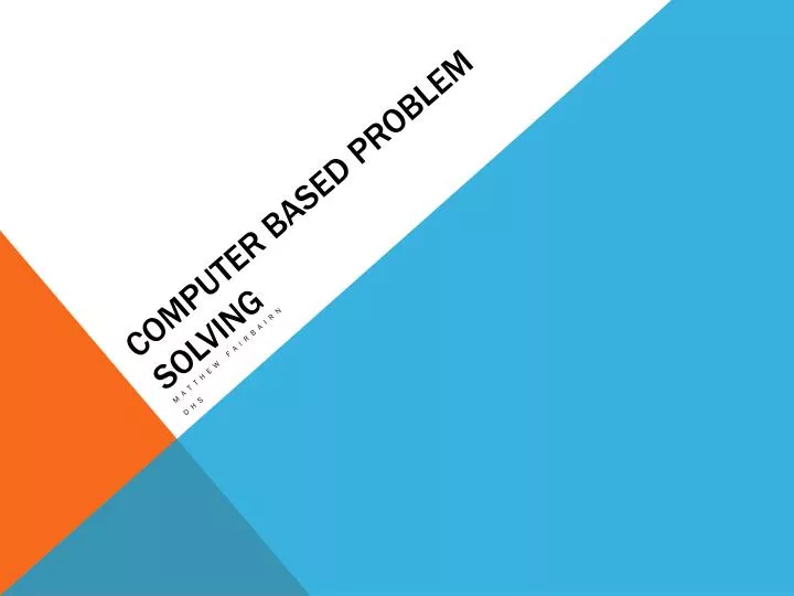 computer based problem solving