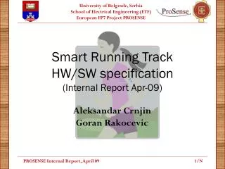 Smart Running Track HW/SW specification (I nternal Report Apr-09 )