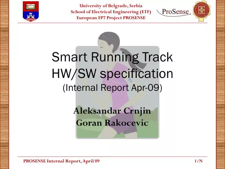smart running track hw sw specification i nternal report apr 09