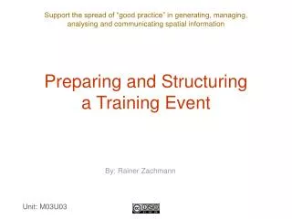 Preparing and Structuring a Training Event