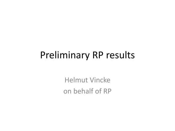 preliminary rp results