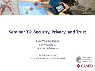 Seminar TK: Security, Privacy, and Trust