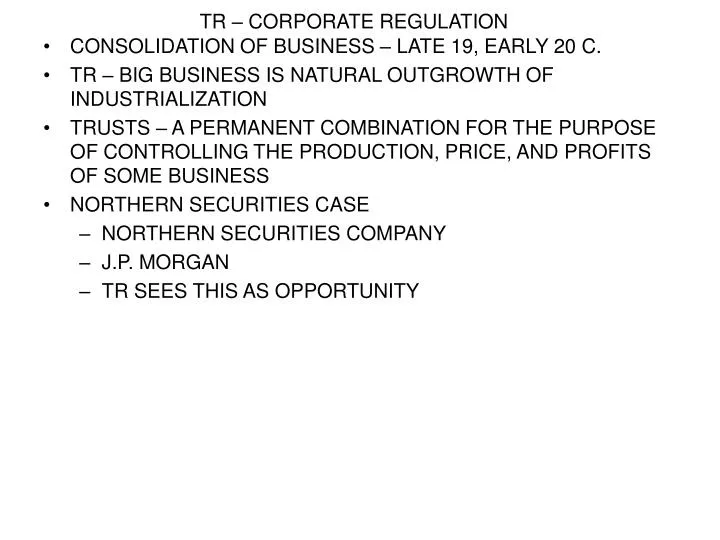 tr corporate regulation