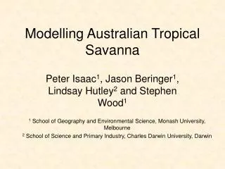 Modelling Australian Tropical Savanna