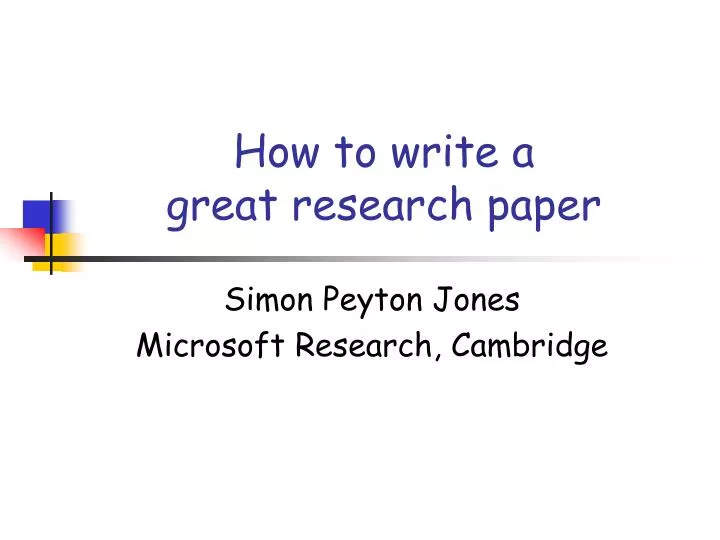 how to write a great research paper