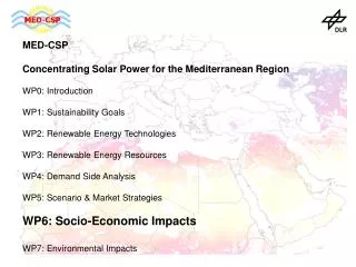 MED-CSP Concentrating Solar Power for the Mediterranean Region WP0: Introduction