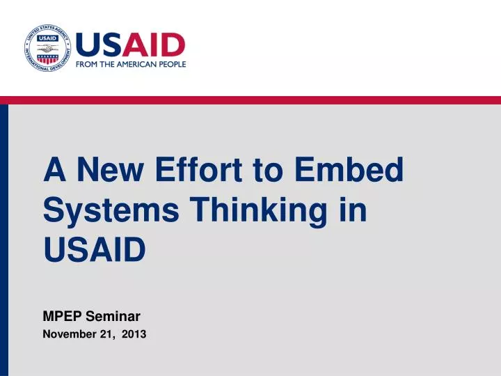 a new effort to embed systems thinking in usaid