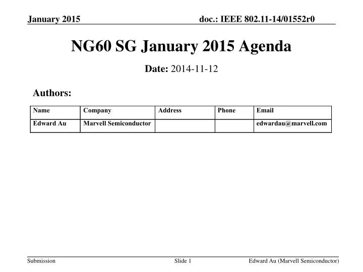 ng60 sg january 2015 agenda