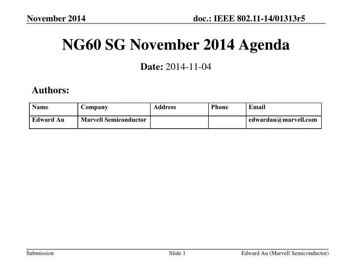 ng60 sg november 2014 agenda