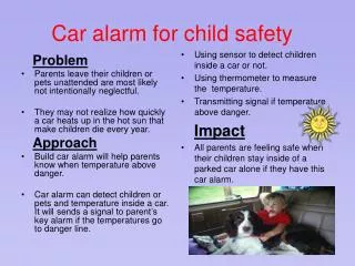 Car alarm for child safety