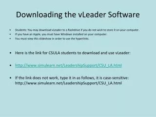 Downloading the vLeader Software