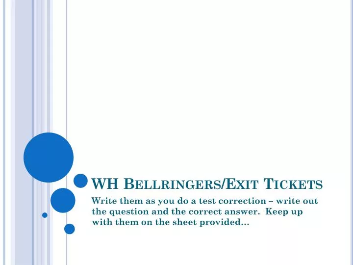 wh bellringers exit tickets