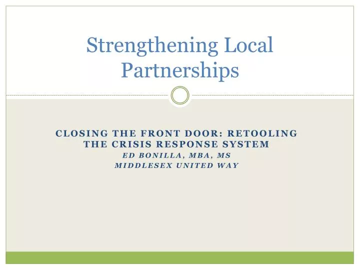 strengthening local partnerships