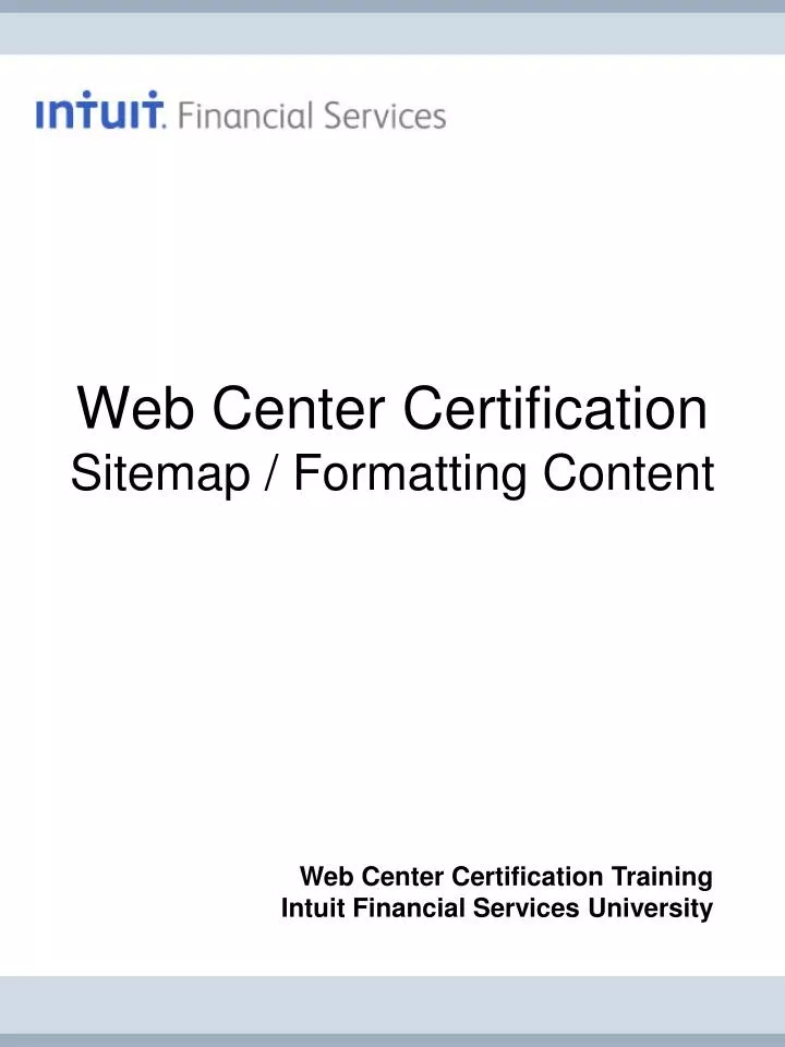 web center certification sitemap formatting content