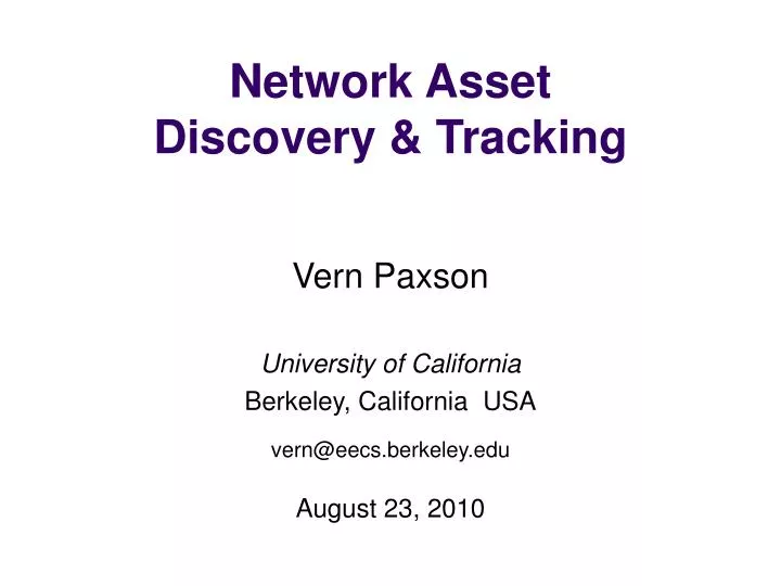 network asset discovery tracking