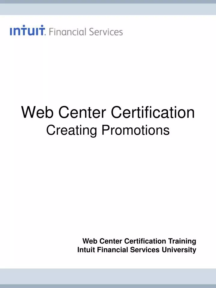 web center certification creating promotions