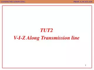 TUT2 V-I-Z Along Transmission line