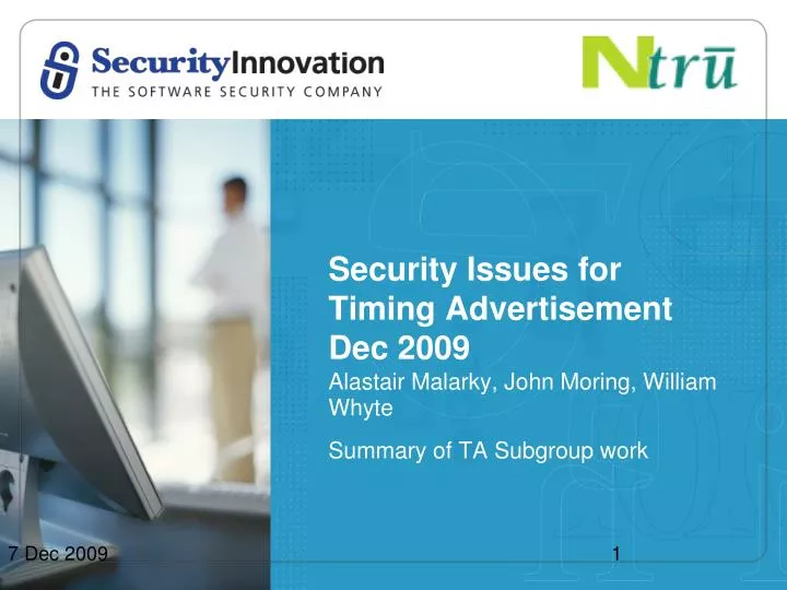 security issues for timing advertisement dec 2009