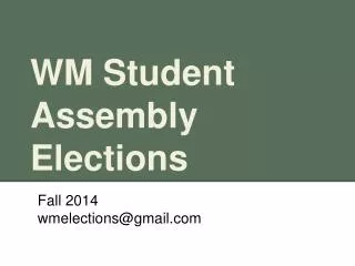 WM Student Assembly Elections