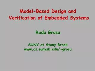 Model-Based Design and Verification of Embedded Systems