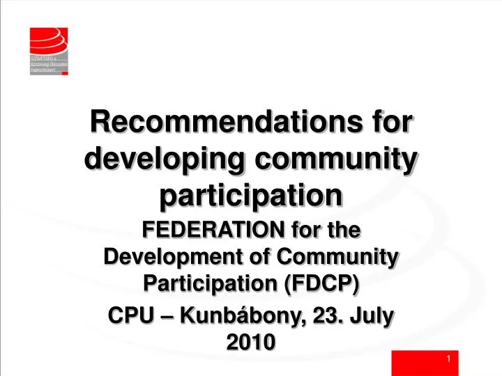 recommendations for developing community participation