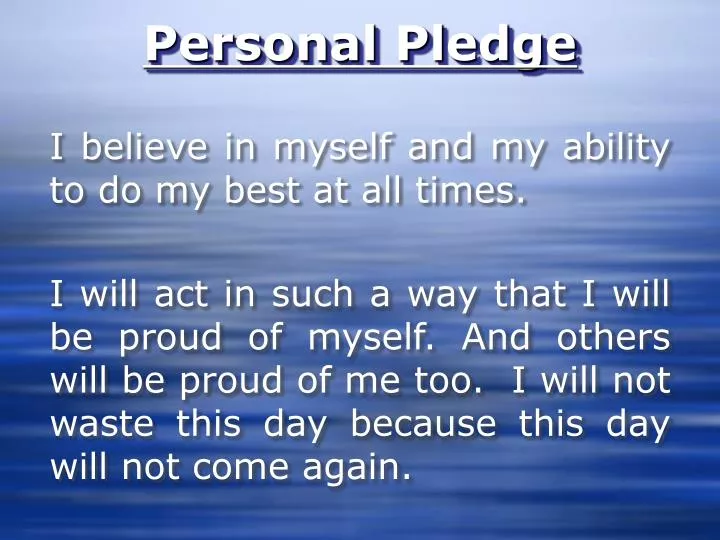 personal pledge